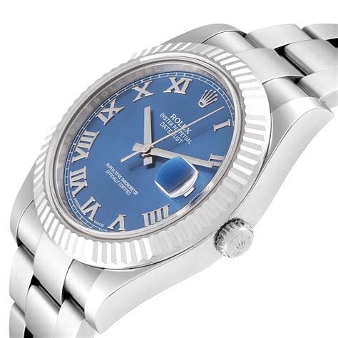 rolex datejust 2 blue dial smooth bezel|rolex datejust blue for sale.